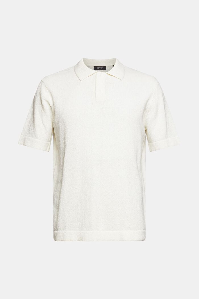 Polo-Shirt in Bouclé-Optik, OFF WHITE, overview