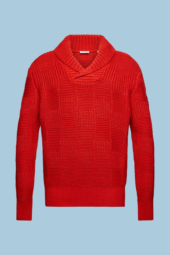 Grobstrick-Pullover mit Schalkragen, DARK RED, detail image number 6