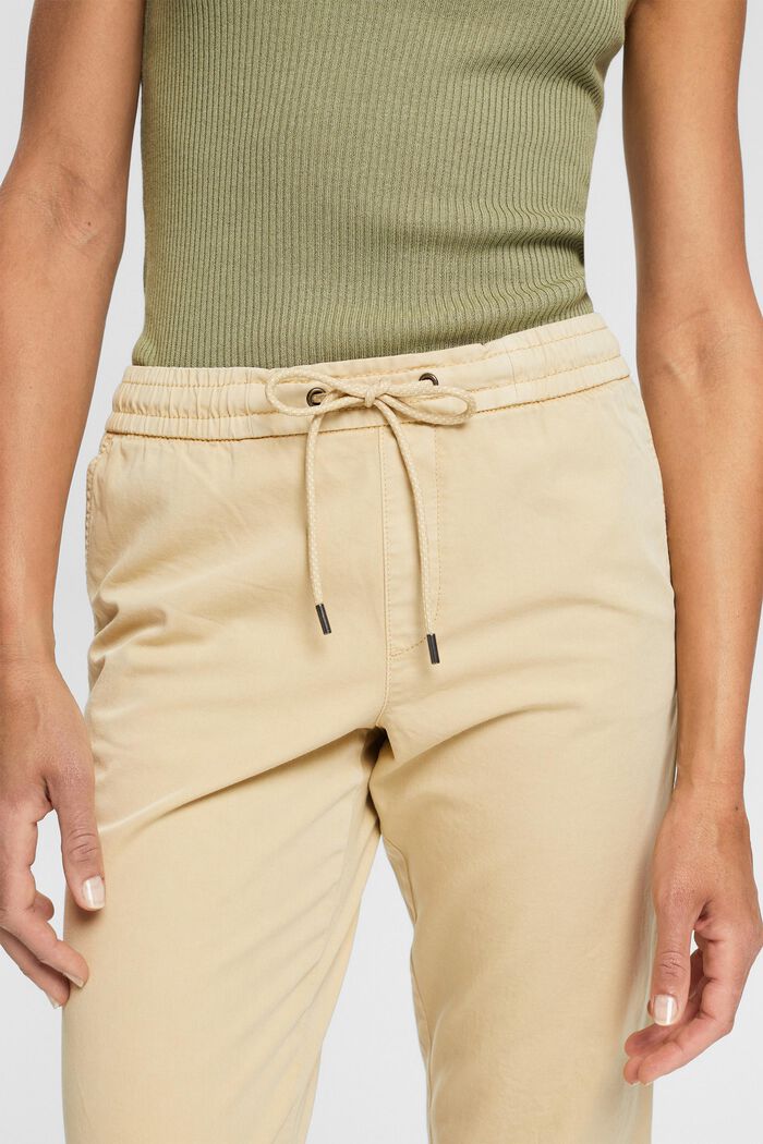 Pantalon en coton Pima doté d´un cordon de serrage à la taille, SAND, detail image number 0