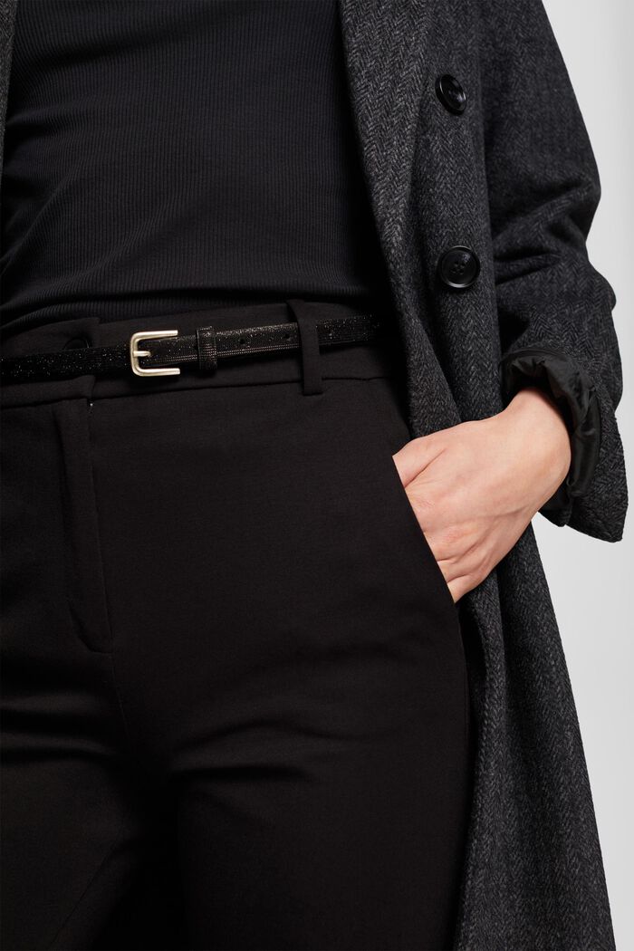 Fine ceinture scintillante à trous, BLACK, detail image number 2