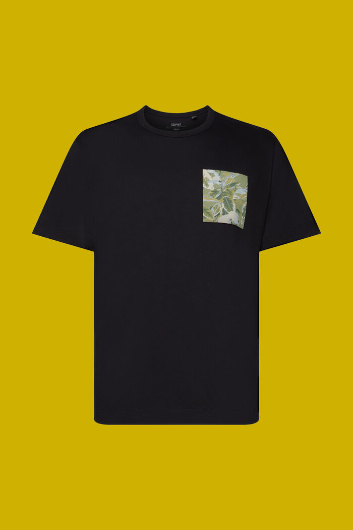 Jersey-T-Shirt mit Brust-Print, 100 % Baumwolle, BLACK, detail image number 7