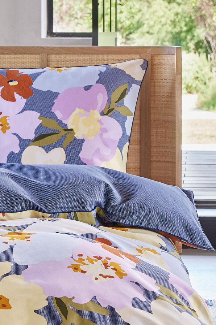 Parure de lit en satin à motif floral, NAVY, detail image number 1