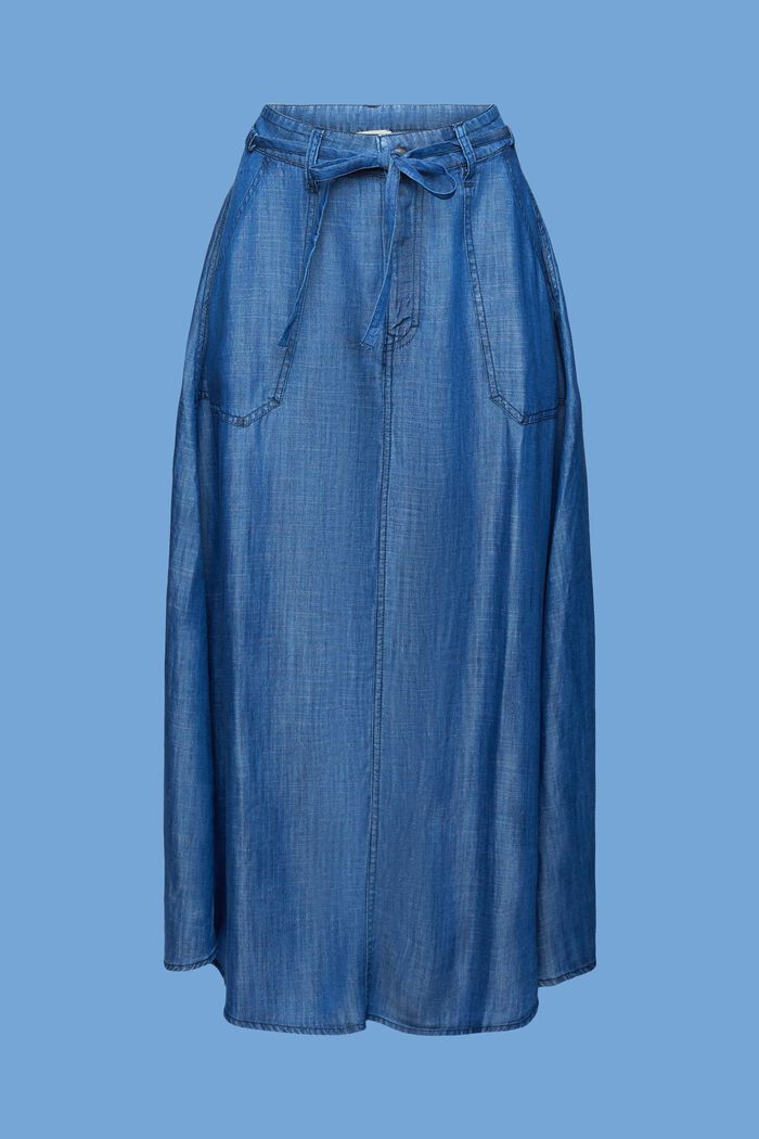 En TENCEL™ : la jupe longueur midi d´aspect denim, BLUE MEDIUM WASHED, detail image number 6