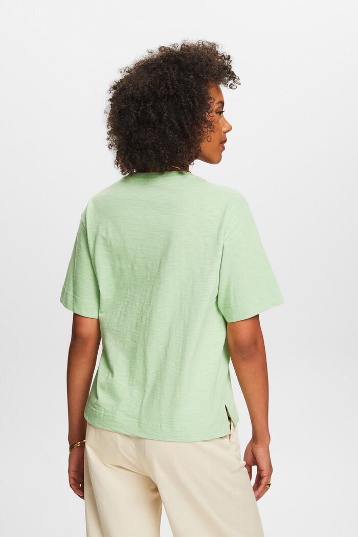 Slub-T-Shirt mit V-Ausschnitt, LIGHT GREEN, detail image number 2