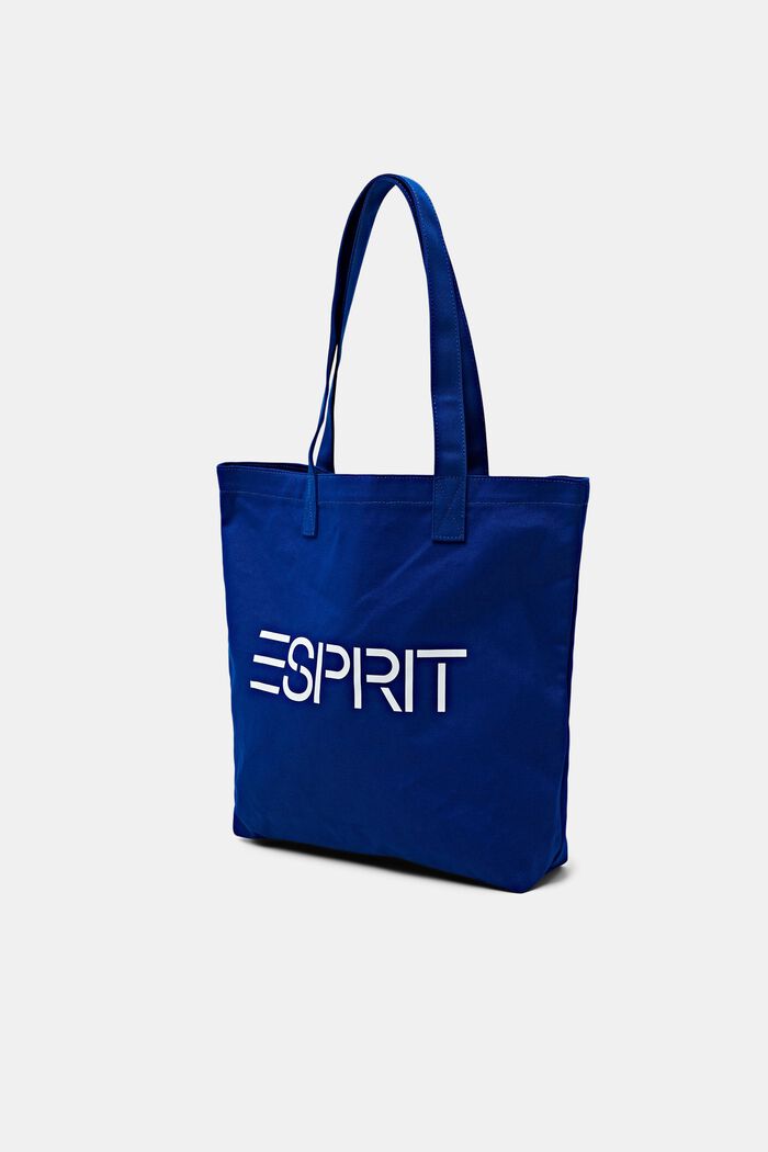 Tote Bag aus Baumwolle mit Logodesign, BRIGHT BLUE, detail image number 2