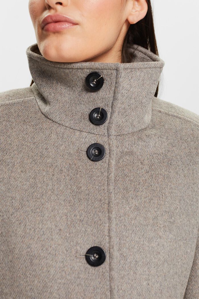 Manteau en laine brossée, TAUPE, detail image number 3