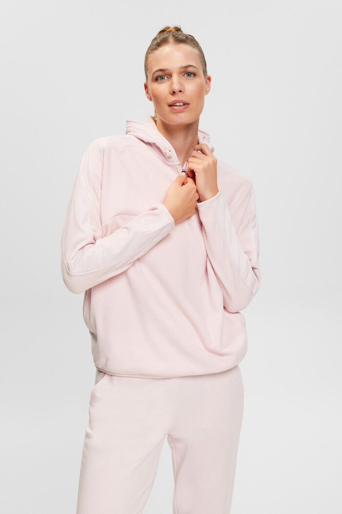 Fleece-Sweatshirt mit Kapuze, LIGHT PINK, overview