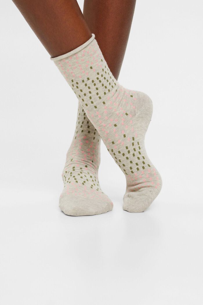 2er-Pack Socken mit Punktemuster, Bio-Baumwolle, BEIGE/WHITE, detail image number 1