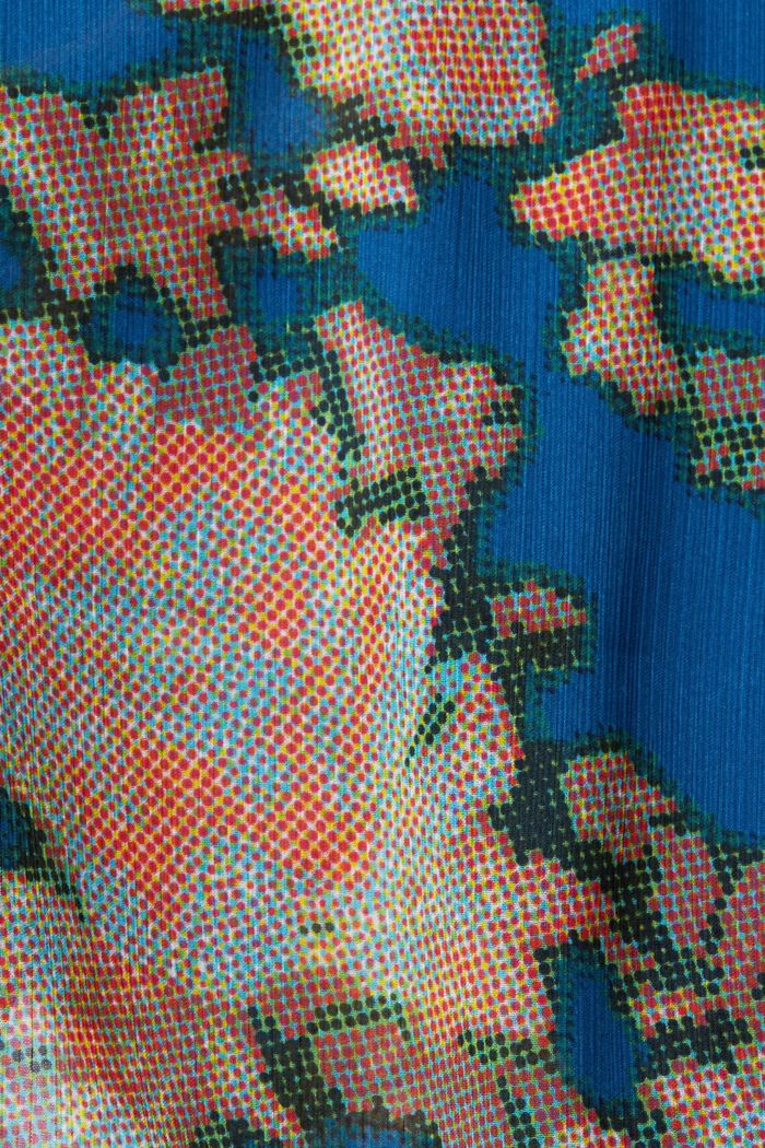 Gekräuselte Chiffonbluse mit Print, TEAL BLUE, detail image number 5