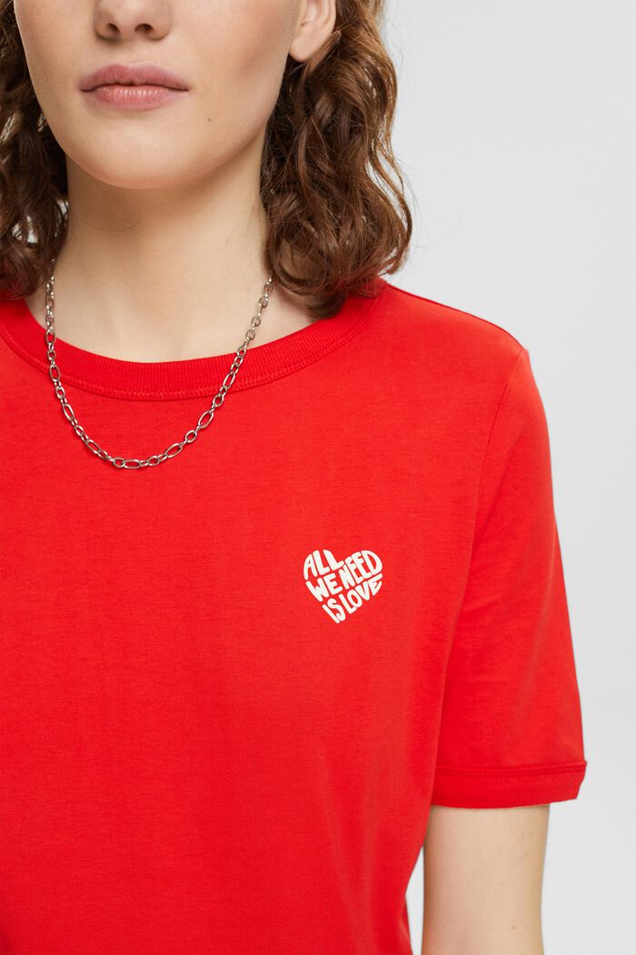 T-shirt en coton à logo en forme de cœur, RED, detail image number 2