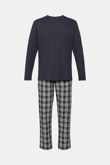 Pyjama à pantalon à carreaux, NAVY, overview