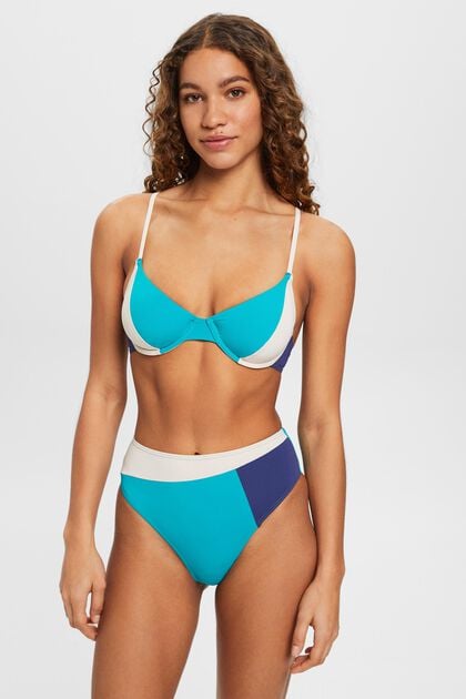 Haut de bikini à armatures au design colour blocking