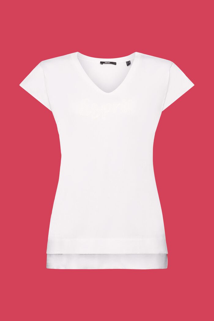 T-shirt imprimé ton sur ton, 100 % coton, WHITE, detail image number 7