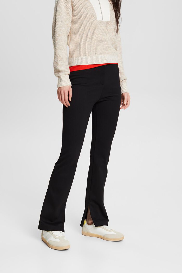 Pantalon en matière Punto à base zippée, BLACK, detail image number 0