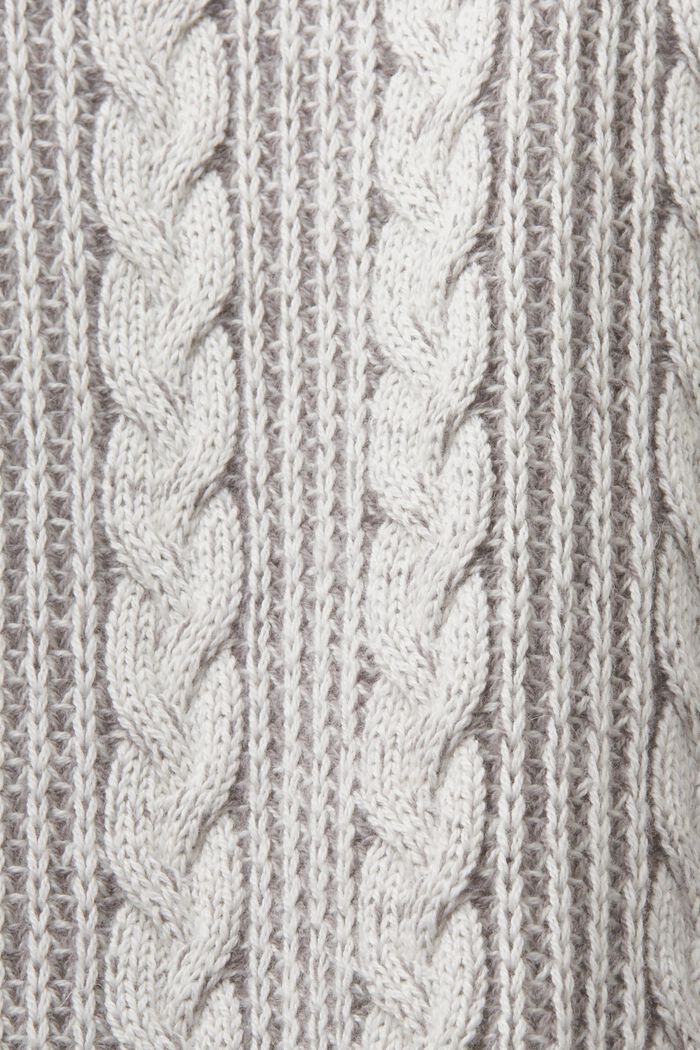 Cardigan zippé en maille torsadée, BROWN GREY, detail image number 5