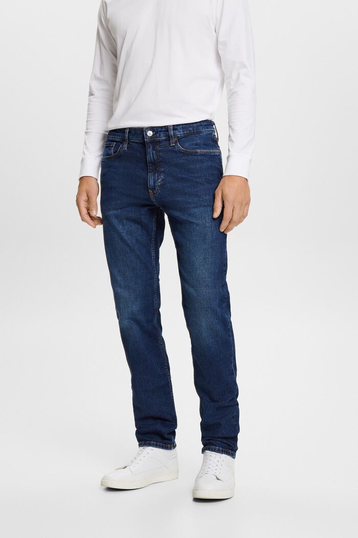 Jeans mit geradem Bein und mittlerer Bundhöhe, BLUE DARK WASHED, detail image number 0