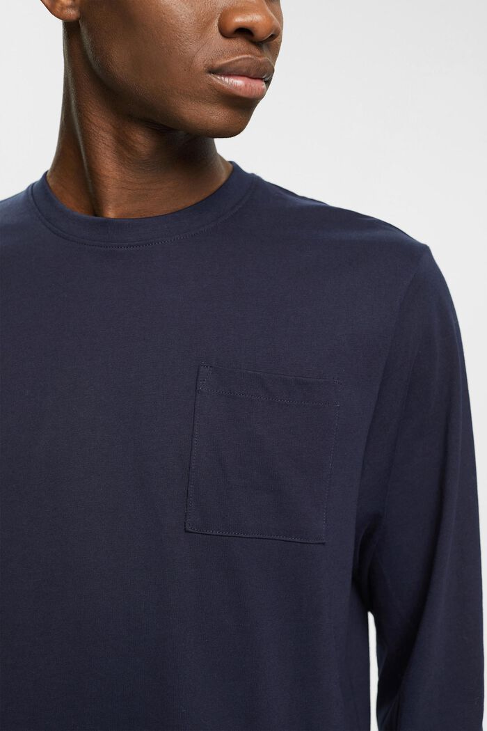 T-shirt à manches longues en jersey, 100 % coton, NAVY, detail image number 0
