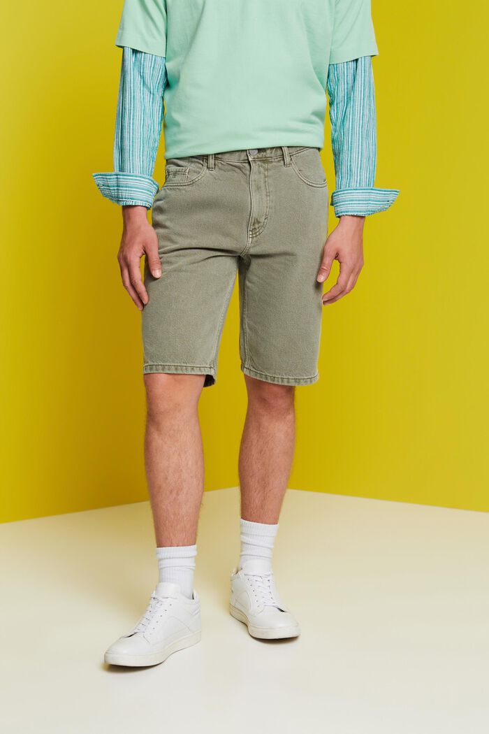 Shorts aus Coloured Denim, GREEN, detail image number 0