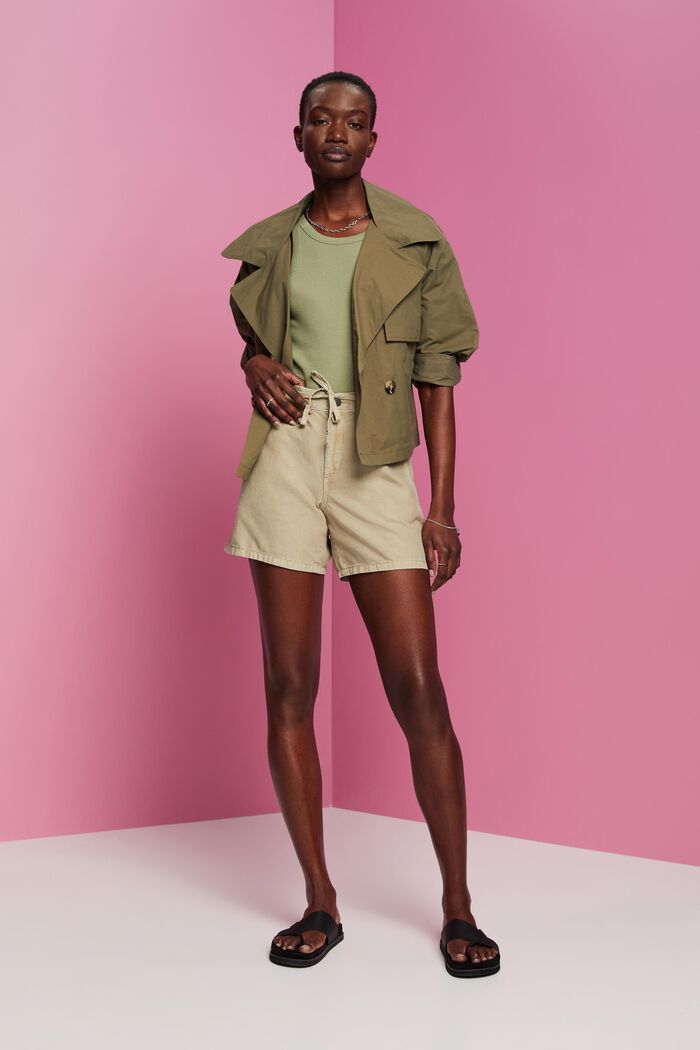 Twill-Shorts mit gesmokter Taille, DUSTY GREEN, detail image number 1