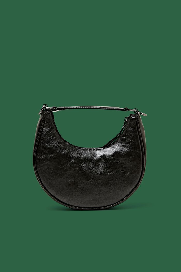 Halbmondförmige Tasche in Lederoptik, BLACK, detail image number 0