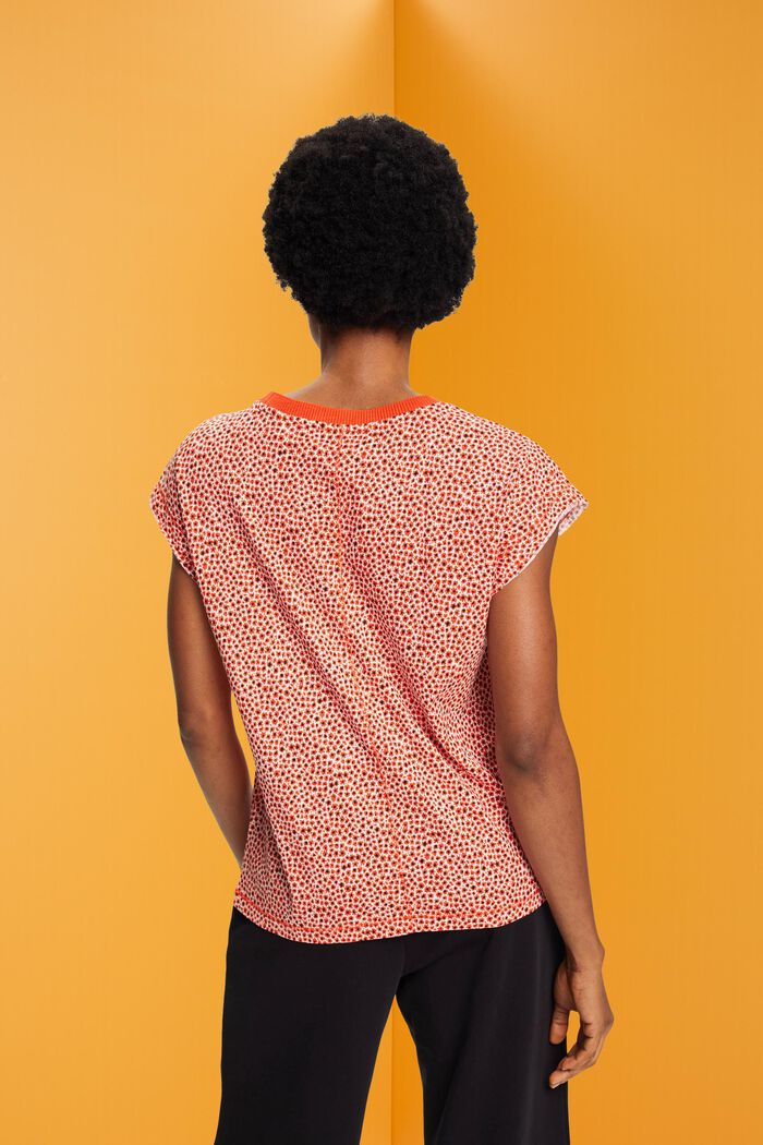Ärmelloses T-Shirt mit floralem Allover-Muster, ORANGE RED, detail image number 3