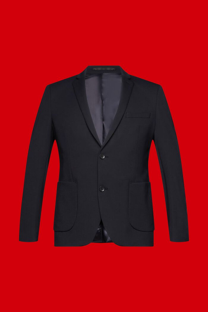 Blazer en jersey de maille piquée à boutonnage droit, BLACK, detail image number 5
