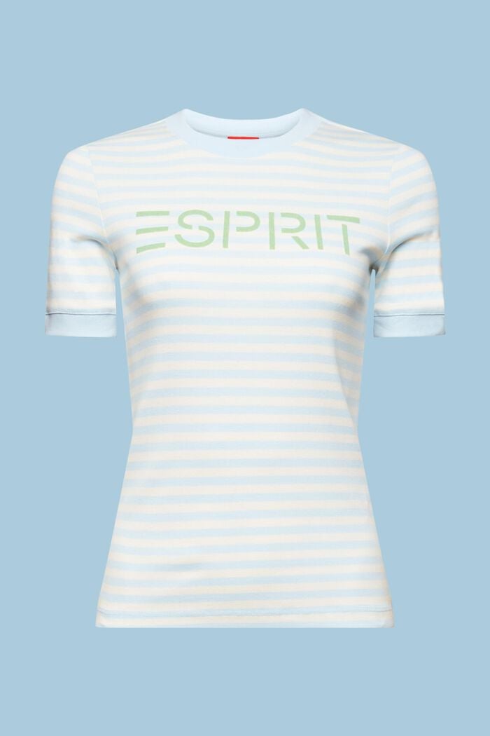 T-shirt en coton rayé à logo imprimé, OFF WHITE, detail image number 6