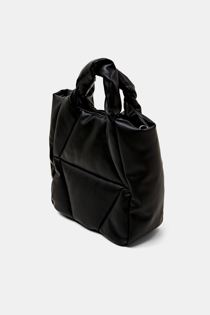 Gesteppte Tote Bag in Lederoptik, BLACK, detail image number 2