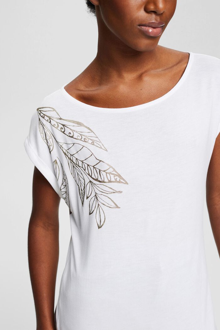 Shirt mit Metallic-Print, LENZING™ ECOVERO™, WHITE, detail image number 2