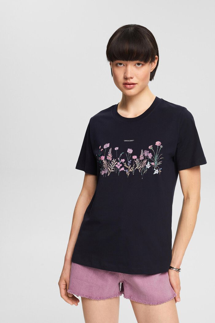 T-shirt à imprimé fleuri, NAVY, detail image number 1