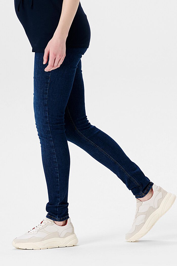 Schmal geschnittene Jeans mit Überbauchbund, DARK WASHED, detail image number 2