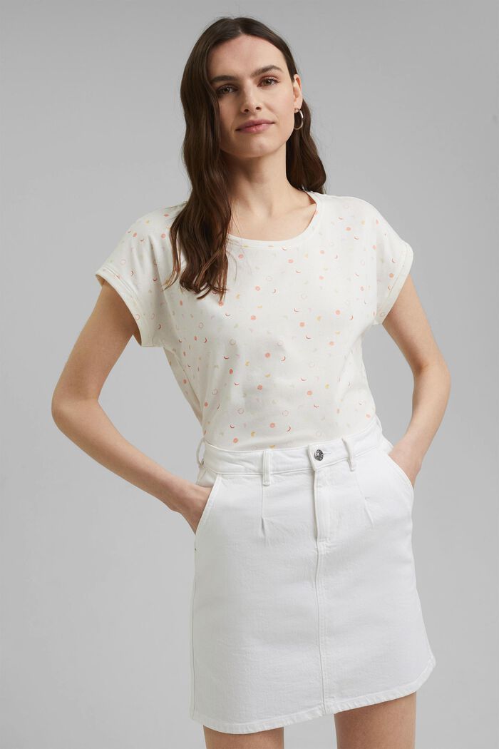 Print-Shirt aus 100% Organic Cotton, OFF WHITE, overview