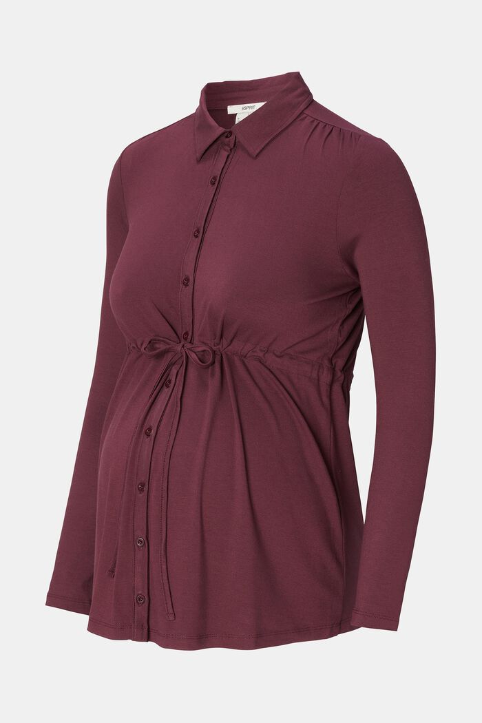Langärmelige Jersey-Bluse, LENZING™ ECOVERO™, PLUM BROWN, detail image number 2