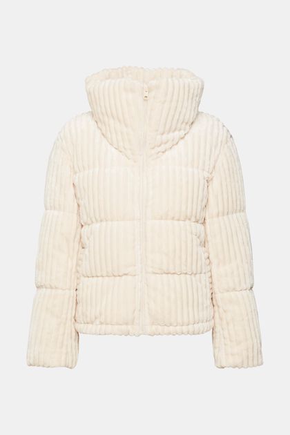 Cord-Pufferjacke, OFF WHITE, overview