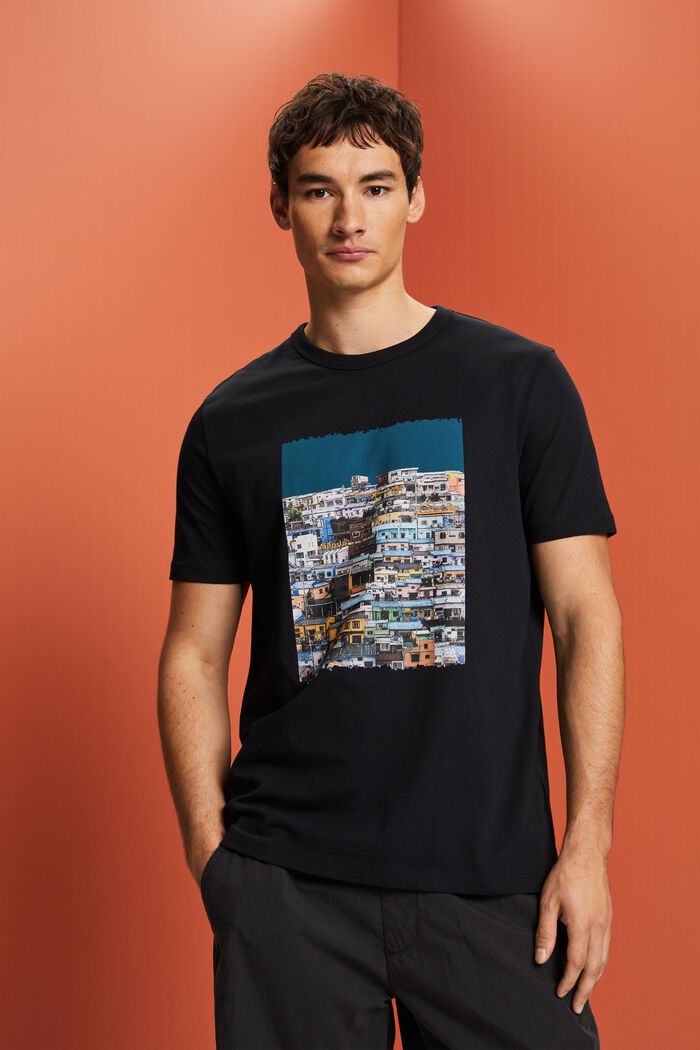 T-shirt en jersey imprimé, 100 % coton, BLACK, detail image number 0