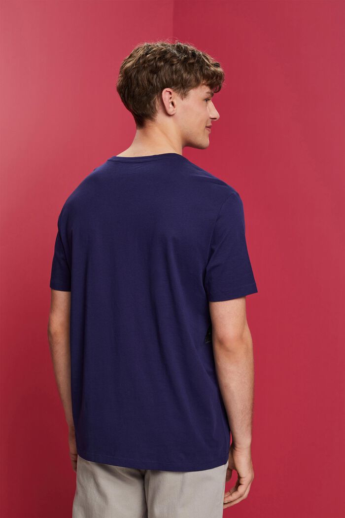 Rundhals-T-Shirt mit Print, 100 % Baumwolle, DARK BLUE, detail image number 3