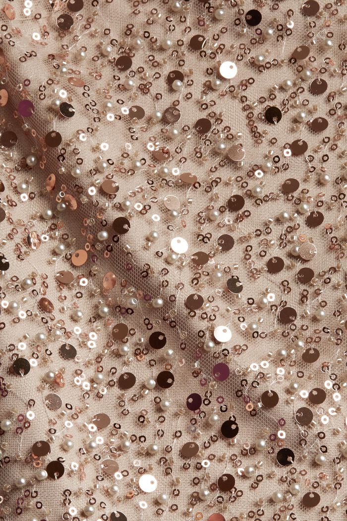 Cropped Top mit Pailletten und Perlen, LIGHT TAUPE, detail image number 4