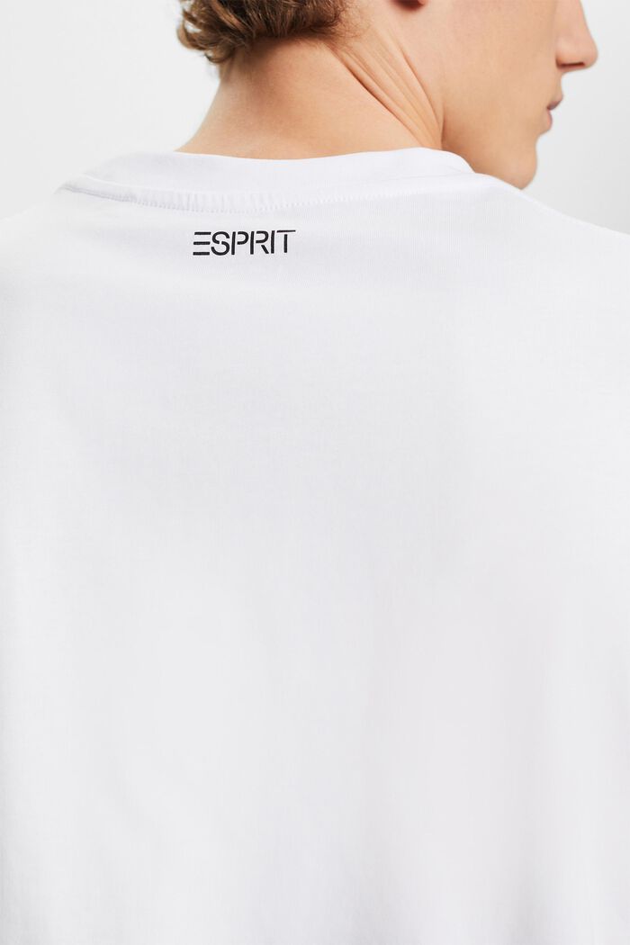 T-Shirt mit floralem Print und Logo, WHITE, detail image number 4