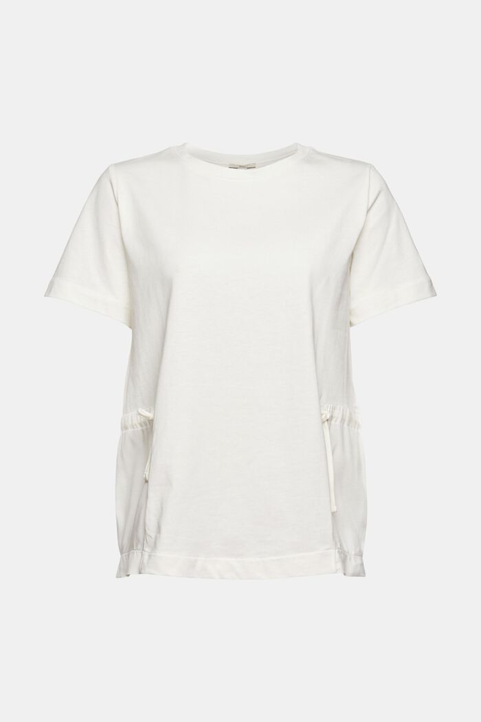T-Shirt aus Material-Mix, OFF WHITE, overview