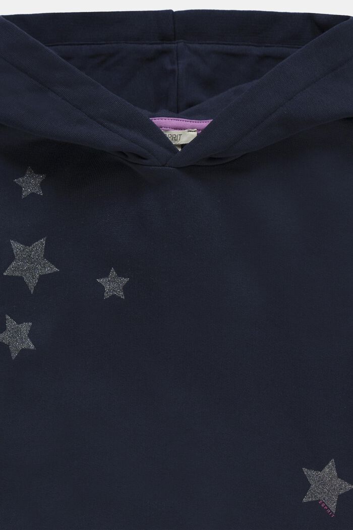Robe à capuche de style superposé animée d’un imprimé étoile, NAVY, detail image number 2