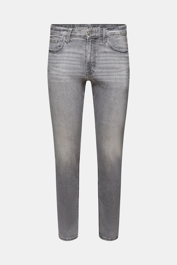 Schmal zulaufende Jeans mit mittelhohem Bund, GREY MEDIUM WASHED, detail image number 6