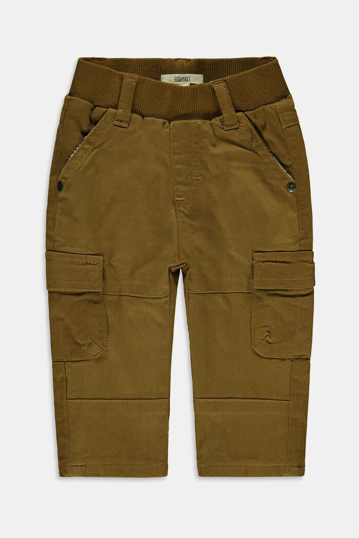 Pantalon cargo à ceinture élastique, en coton, RUST BROWN, detail image number 0