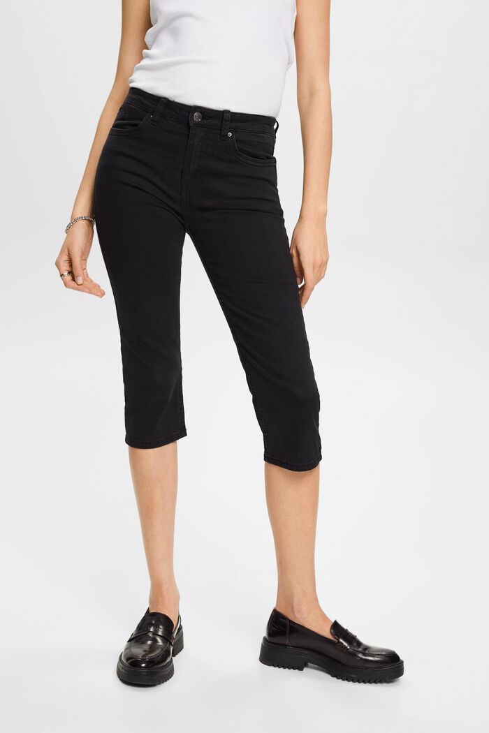 Capri-Jeans mit mittelhohem Bund, BLACK, detail image number 0