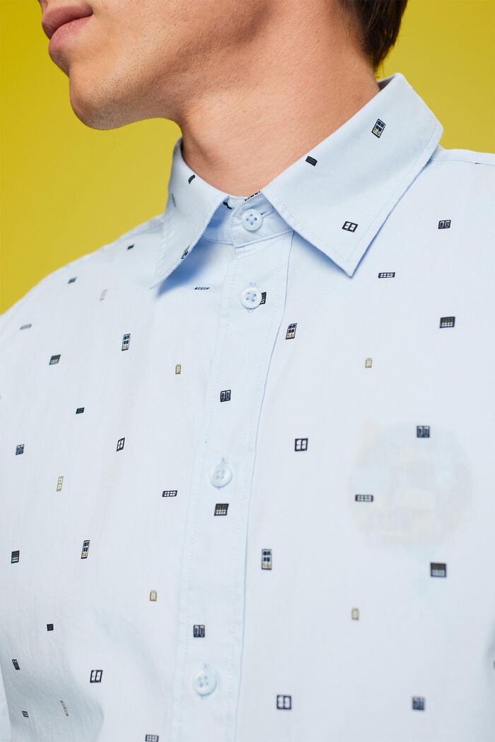Gemustertes Kurzarm-Hemd, 100% Baumwolle, PASTEL BLUE, detail image number 2