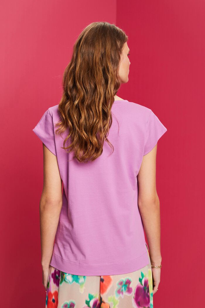 T-Shirt mit tonalem Print, 100 % Baumwolle, VIOLET, detail image number 3