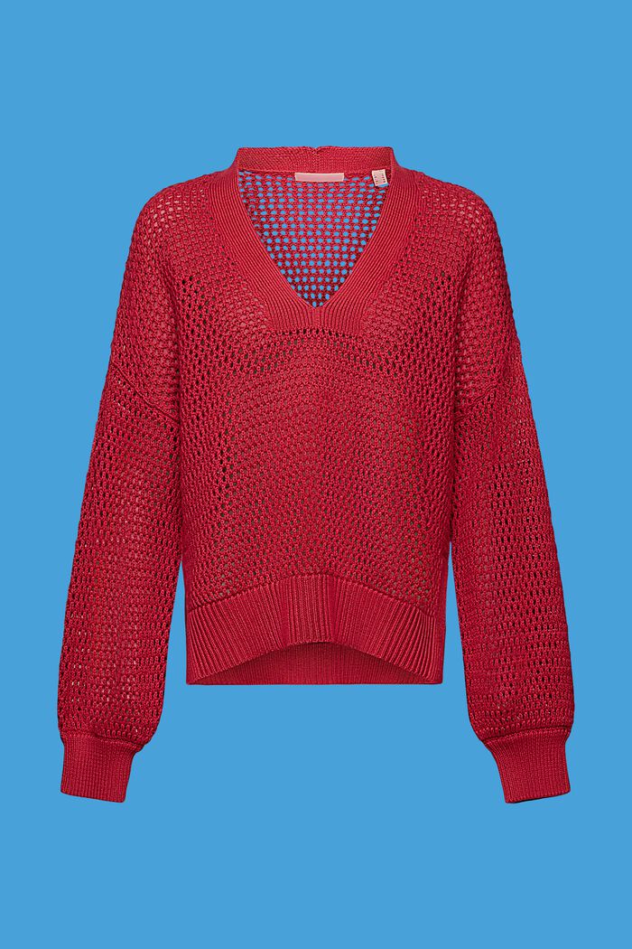 V-Ausschnitt-Pullover aus nachhaltiger Baumwollle, DARK PINK, detail image number 6