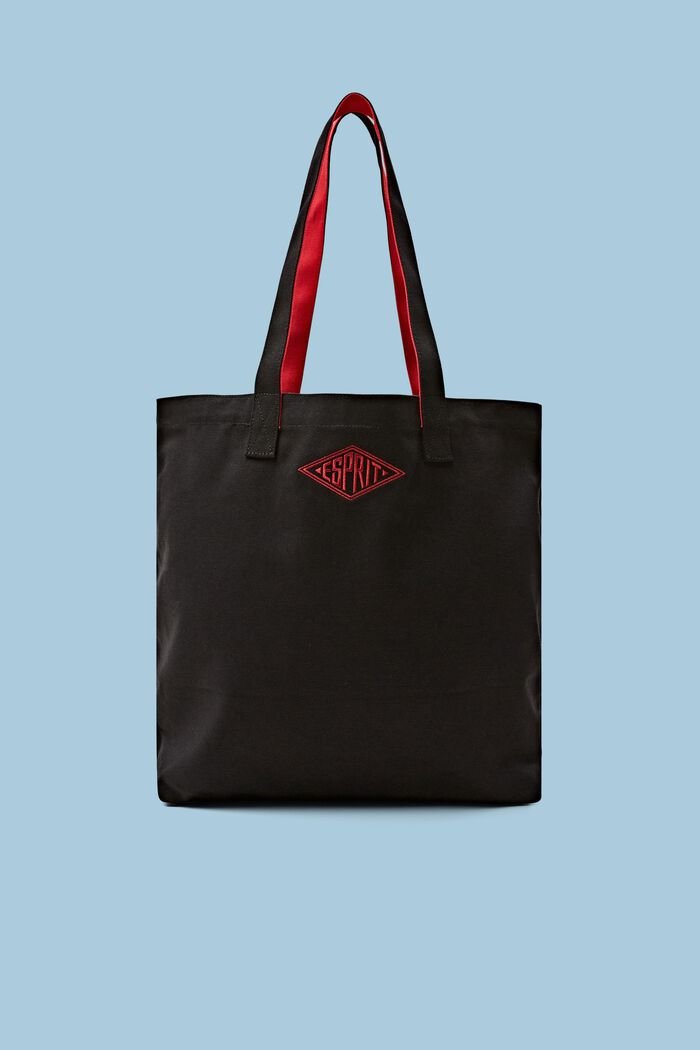 Tote Bag aus Baumwolle mit Logo, BLACK, detail image number 0