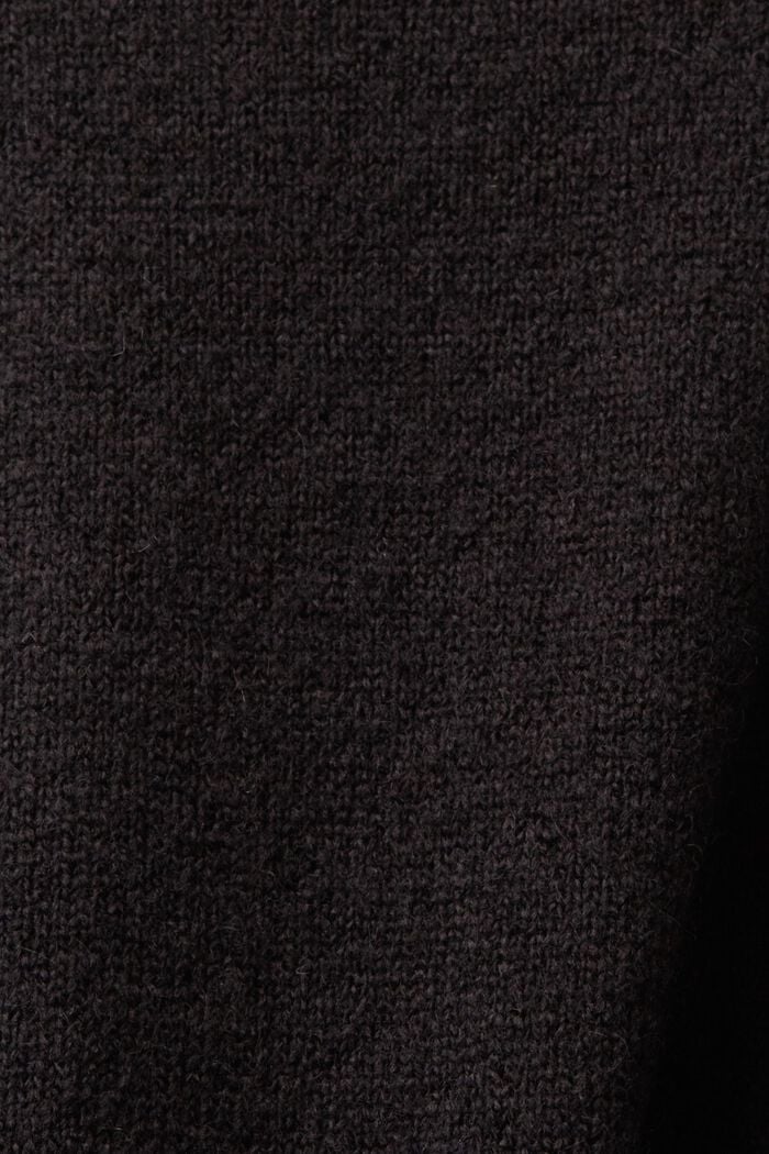 Cardigan long en laine mélangée dépourvu de fermeture, BLACK, detail image number 5