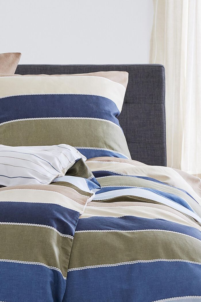 Parure de lit en coton renforcé à motif rayé, BLUE, detail image number 1
