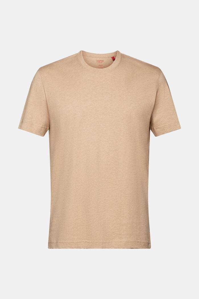 T-shirt à encolure ronde, 100 % coton, SAND, detail image number 6